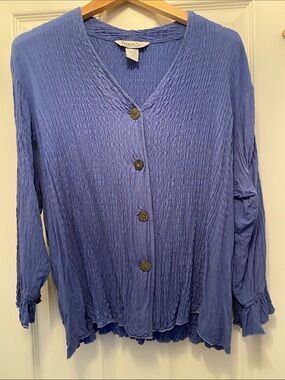Nomadic Traders Blue  Textured Blouse with beautiful buttons